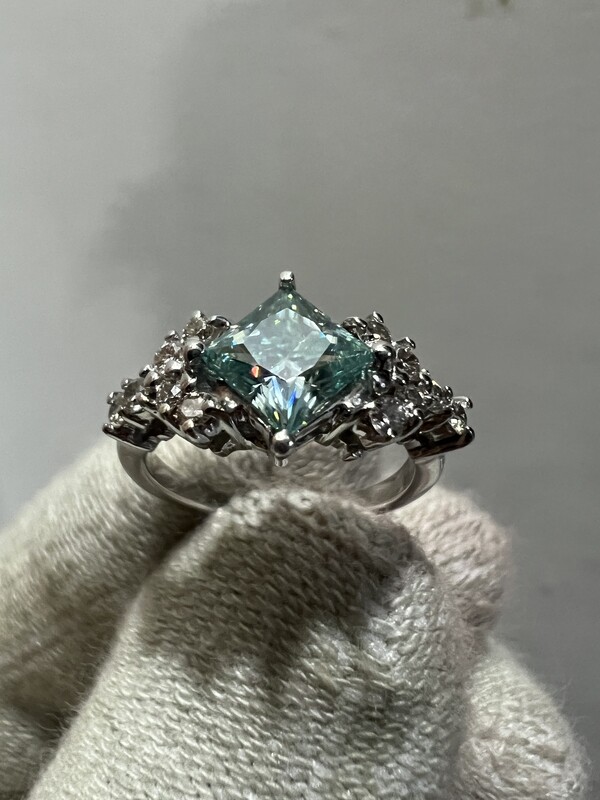 Malachite Green Princess-Cut Engagement Ring (Athena)