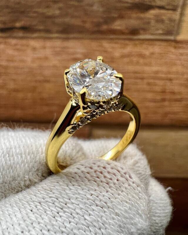 Oval-Cut Engagement Ring with Hidden Halo (Elara)