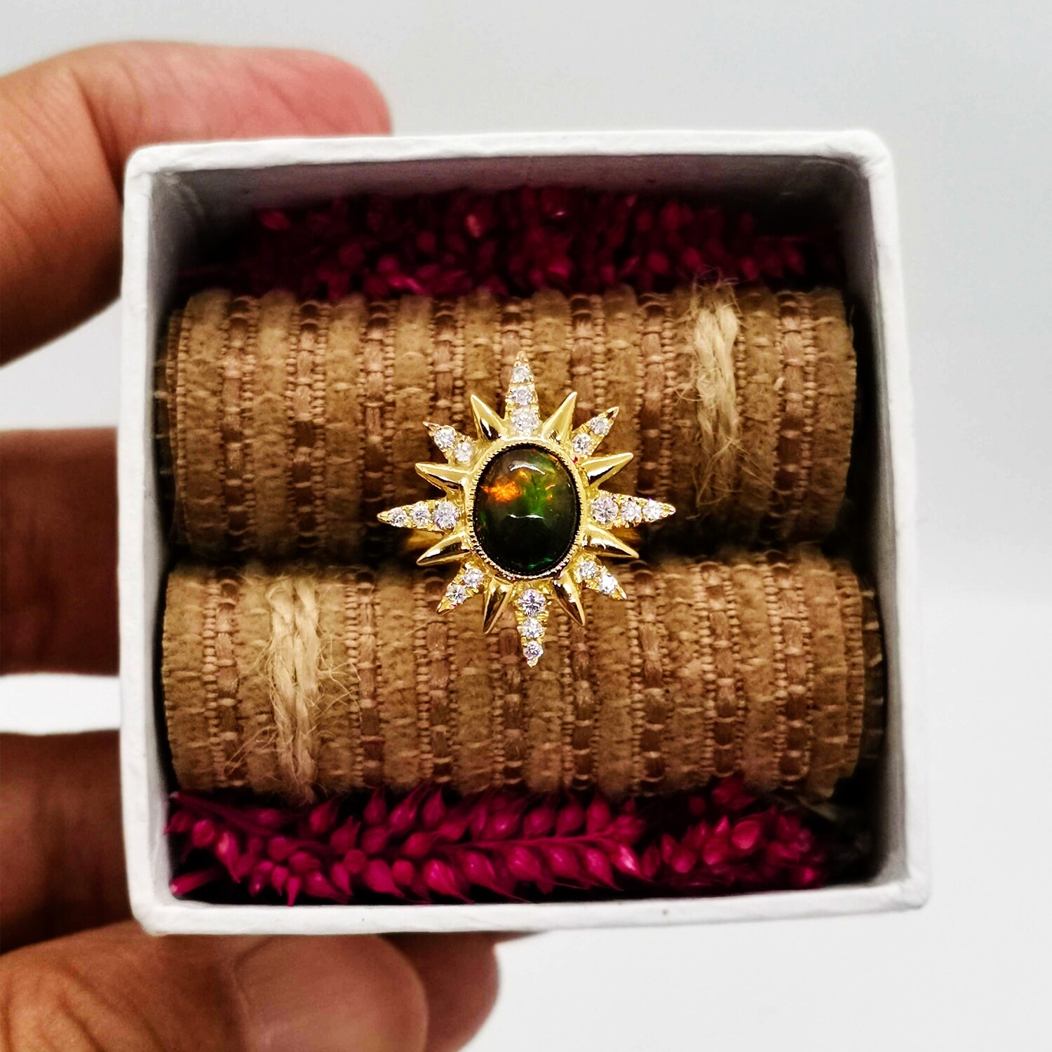 Authentic Ethiopian Fire Opal Big Star Ring (Tala)