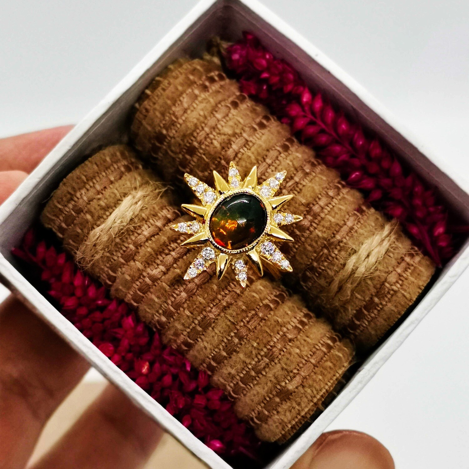 Authentic Ethiopian Fire Opal Big Star Ring (Tala) Authentic Ethiopian Fire Opal Big Star Ring (Tala)