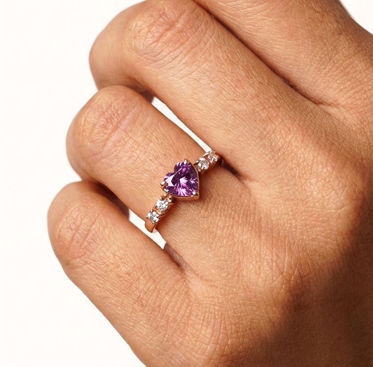 Pink Heart Moissanite Engagement Ring (Hermosa)