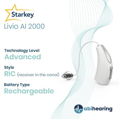 Starkey Livio AI 2000 Rechargeable RIC Hearing Aid