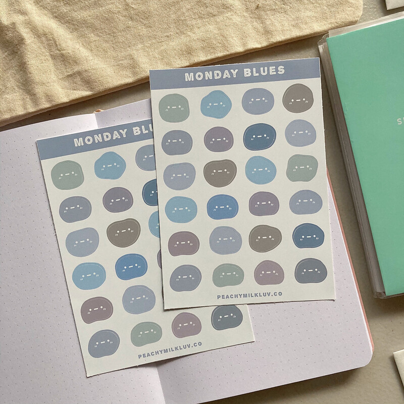 monday blues A6 kiss cut sticker sheet