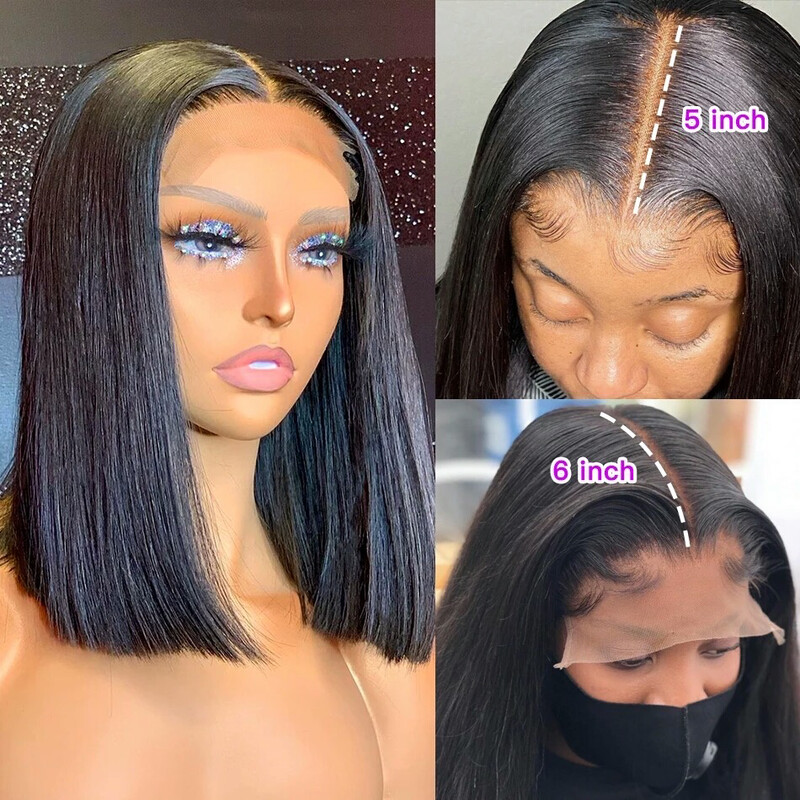 Peluca estilo Bob corto encaje frontal