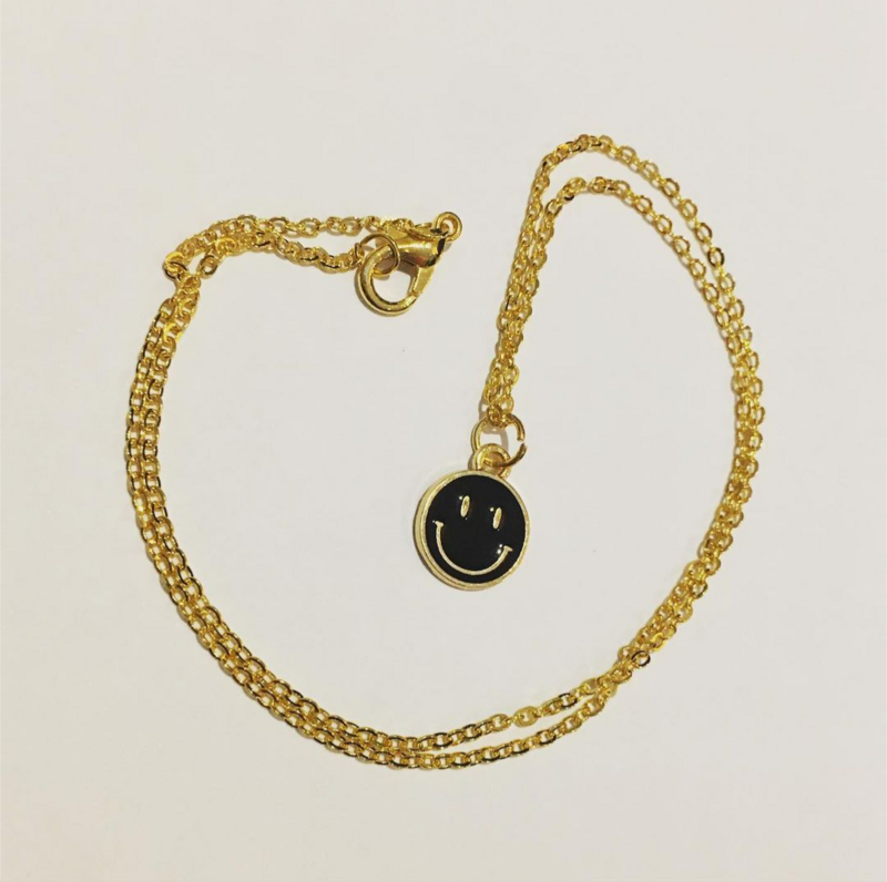 •schakel ketting zwarte smiley•