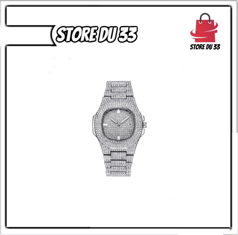 Hip hop diamond watches Mens Silver