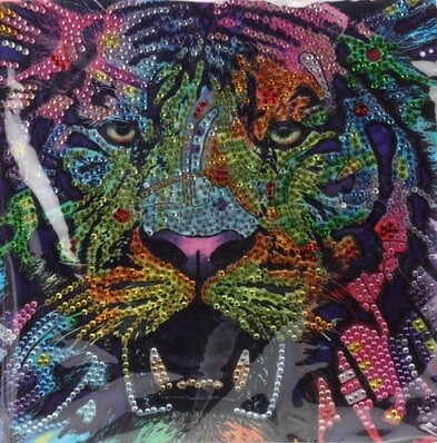 Diamond painting tijger regenboog 20 x 20