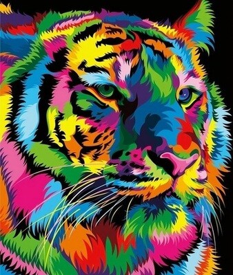 Diamond painting tijger regenboog 20 x 30