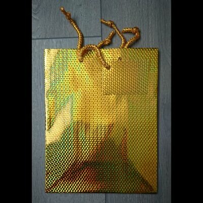 Geschenktasje hologram goud 23 cm