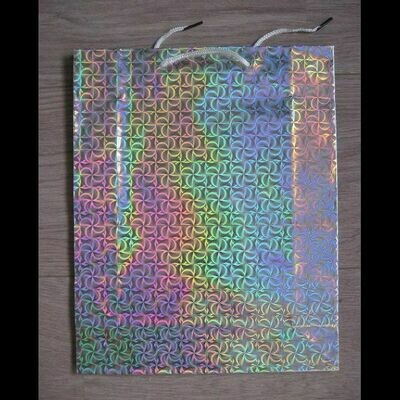 Geschenktasje hologram zilver 38 cm