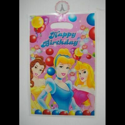 Plastic tasjes Happy Birthday princessen 23,5 x 16,5
