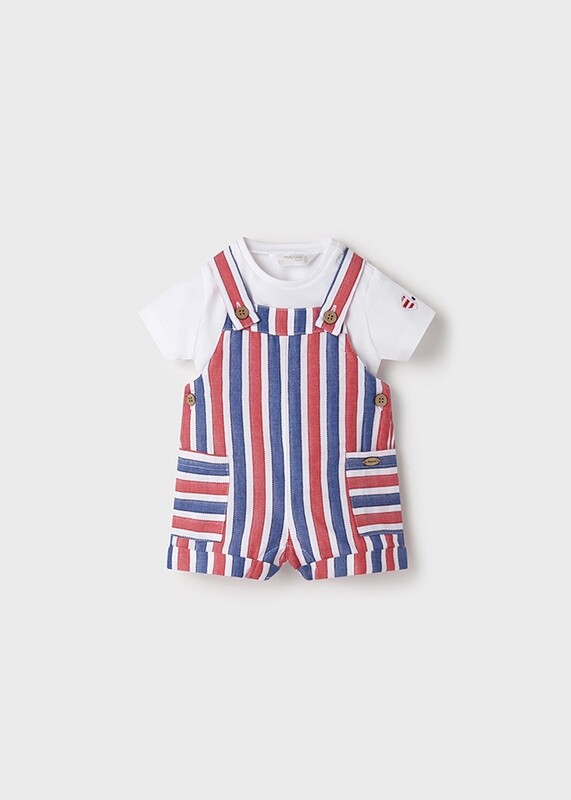 Set T-shirt And Dungaree Striped
