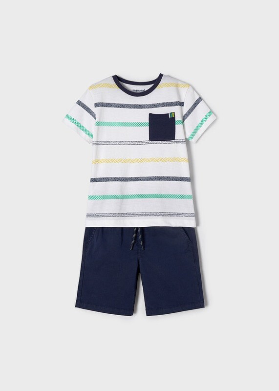 Mayoral Set Stripes T-shirt And Bermuda