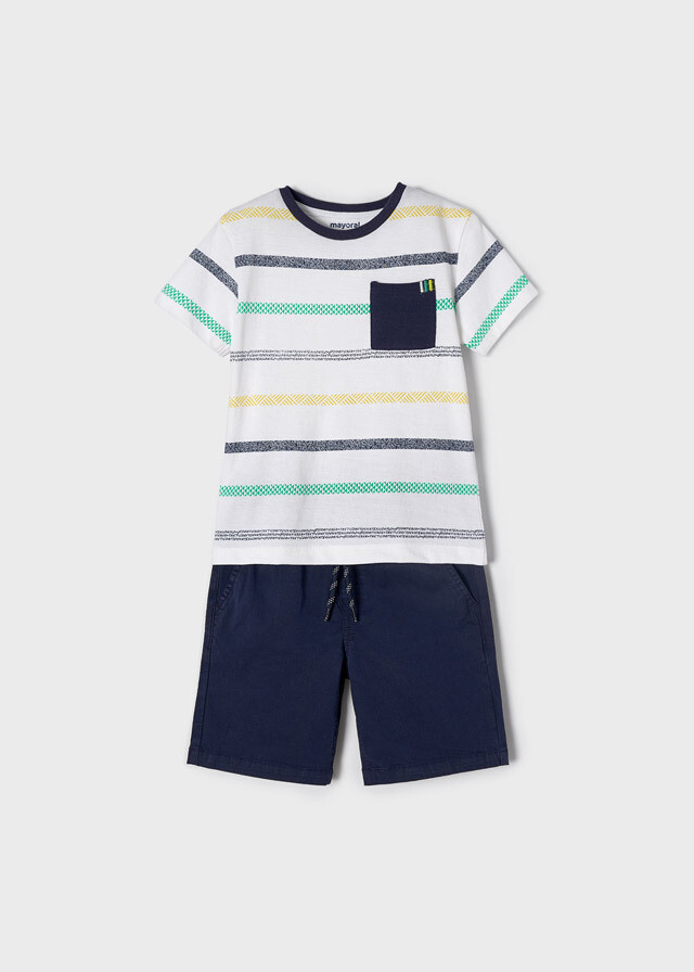Mayoral Set Stripes T-shirt And Bermuda