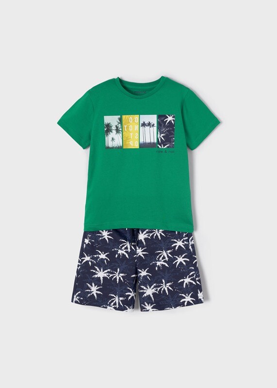 Mayoral set t-shirt and shorts palm trees