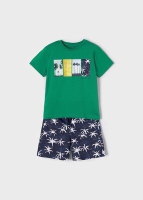 Mayoral set t-shirt and shorts palm trees