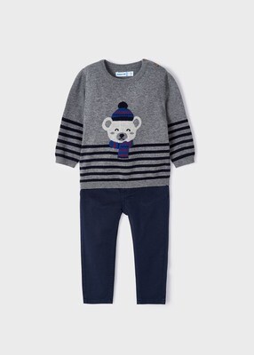 Set Knitted Jumper And Trousers Intarsia