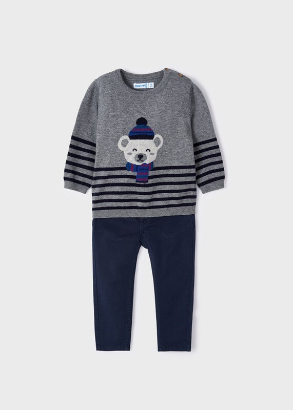 Set Knitted Jumper And Trousers Intarsia