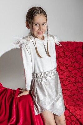 Velour Blouse With Sequins And Feathers