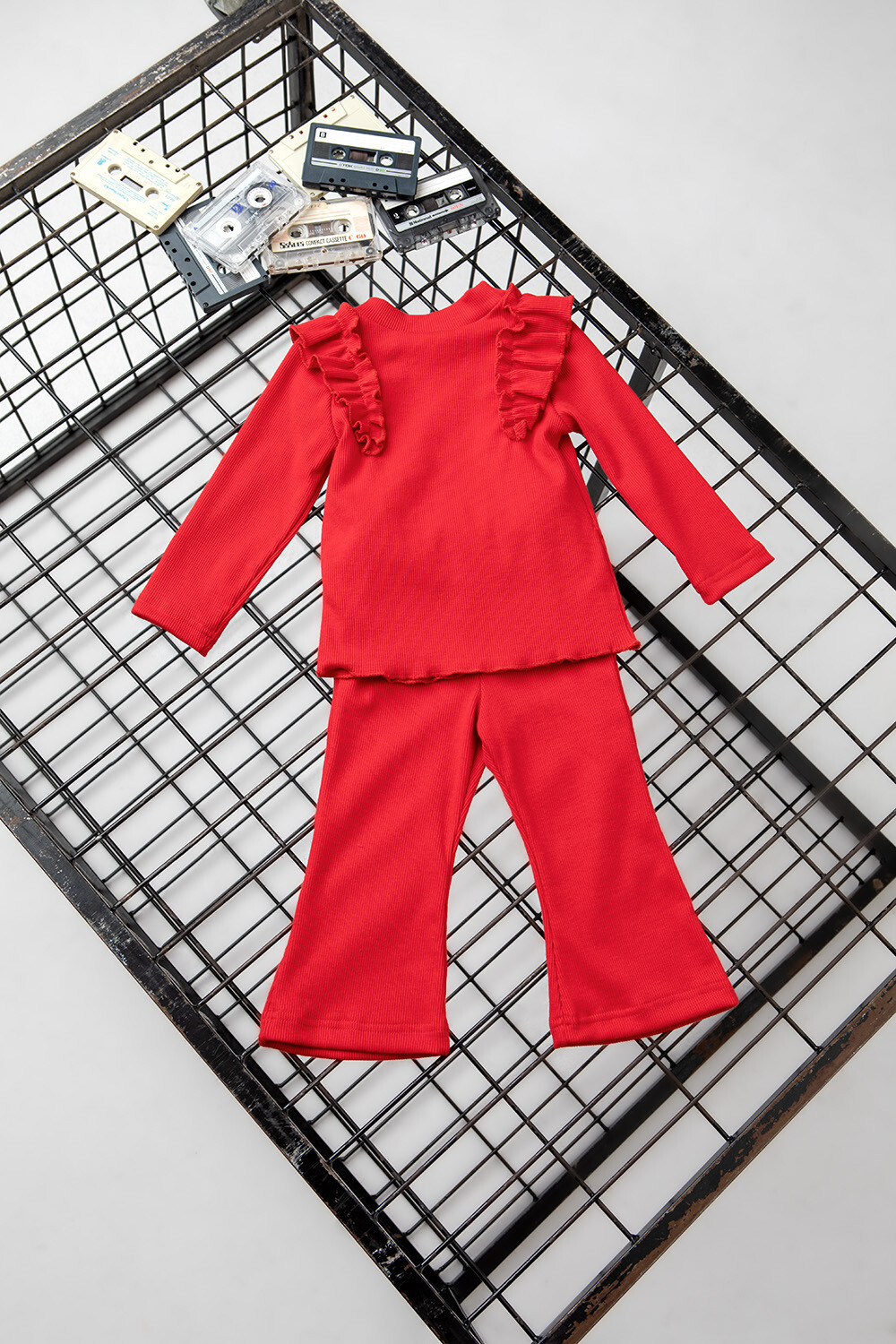 Ruffle Blouse And Pants Set