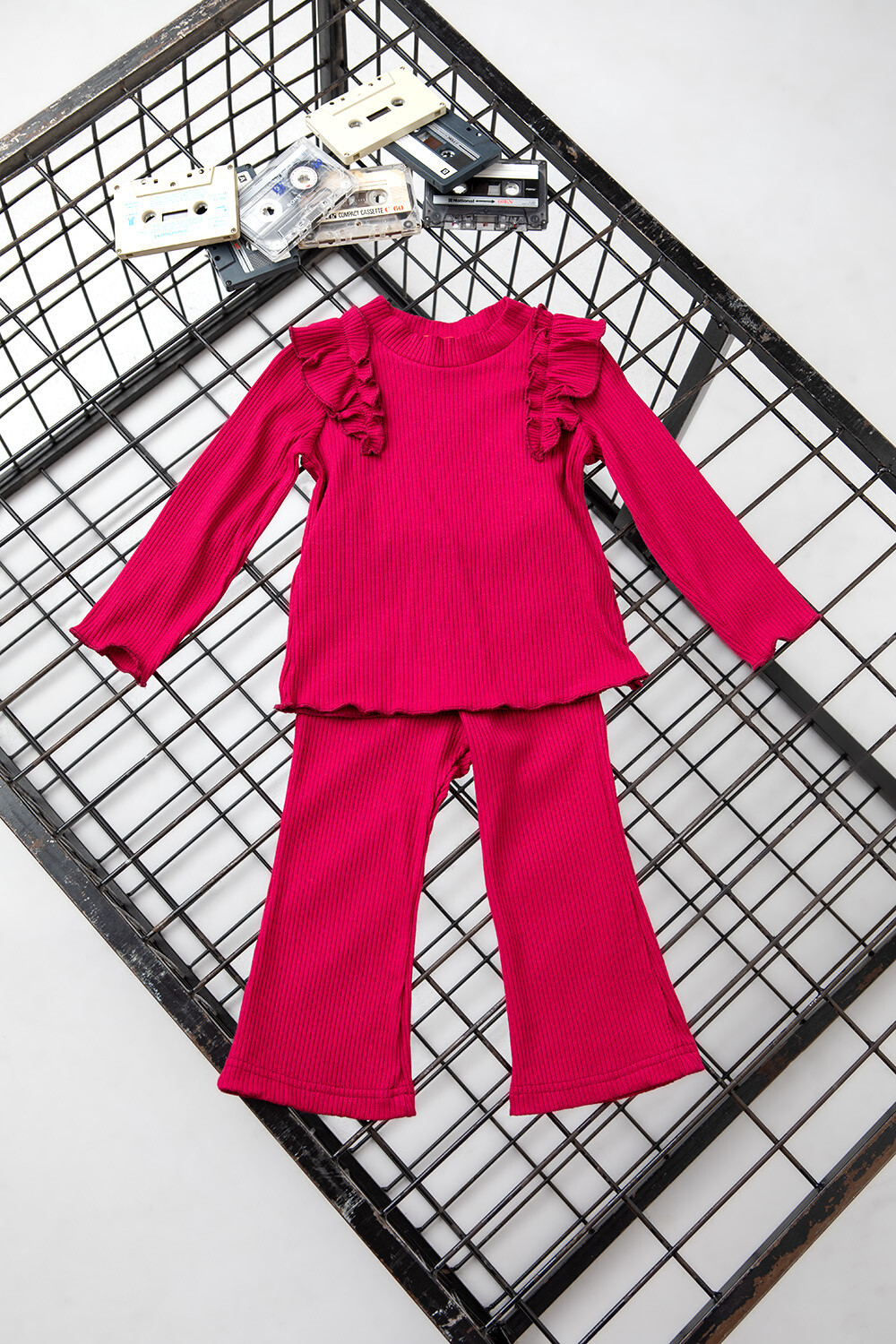 Ruffle Blouse And Pants Set