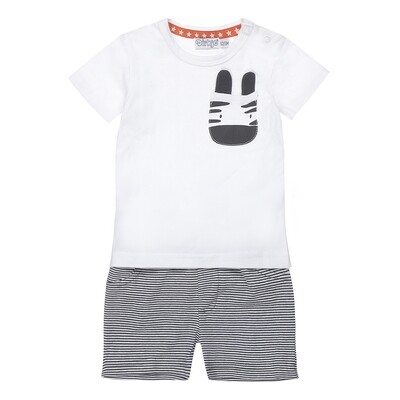 T-shirt And Shorts White Striped Set