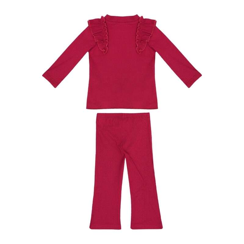 Ruffle Blouse And Pants Set