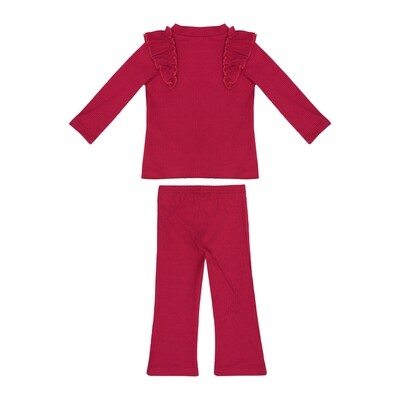 Ruffle Blouse And Pants Set