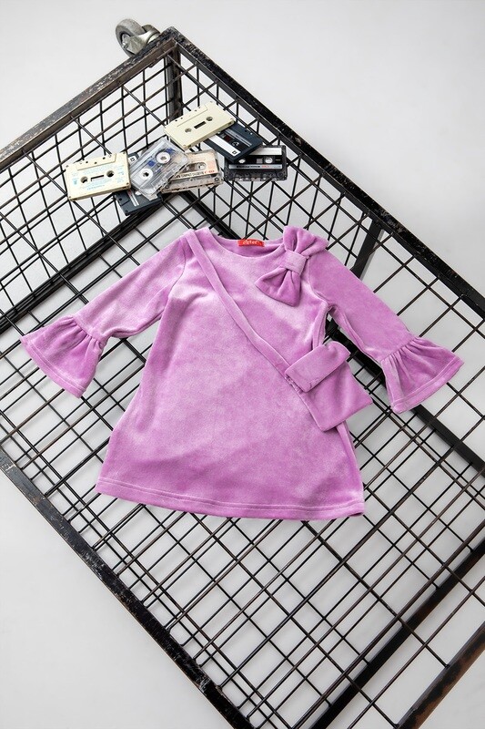 Velvet Dress With Bag Set