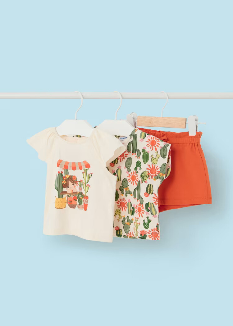 Mayoral 2 T-shirts With Shorts Set