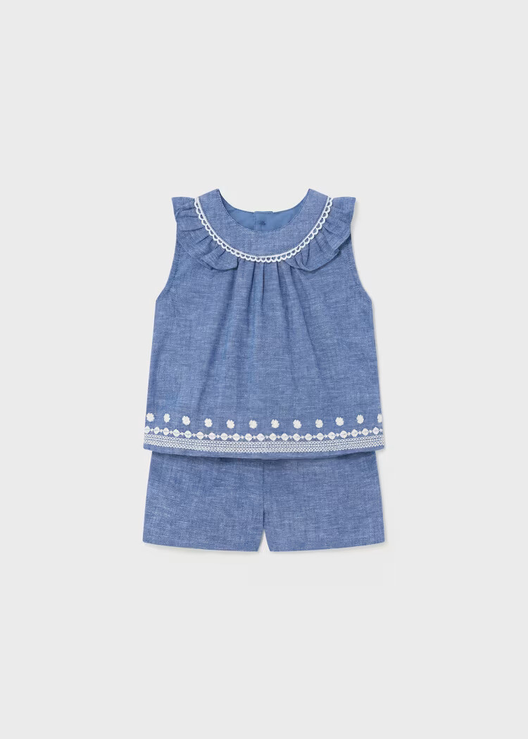 Mayoral Embroidered Linen Set