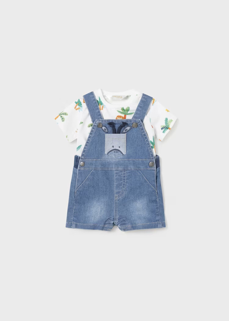 Mayoral T-shirt And Denim Dungarees Set
