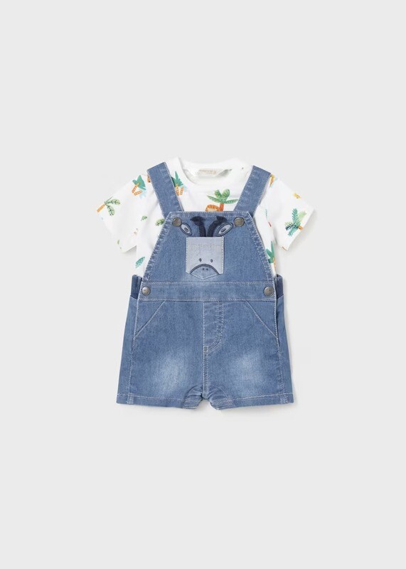 Mayoral T-shirt And Denim Dungarees Set