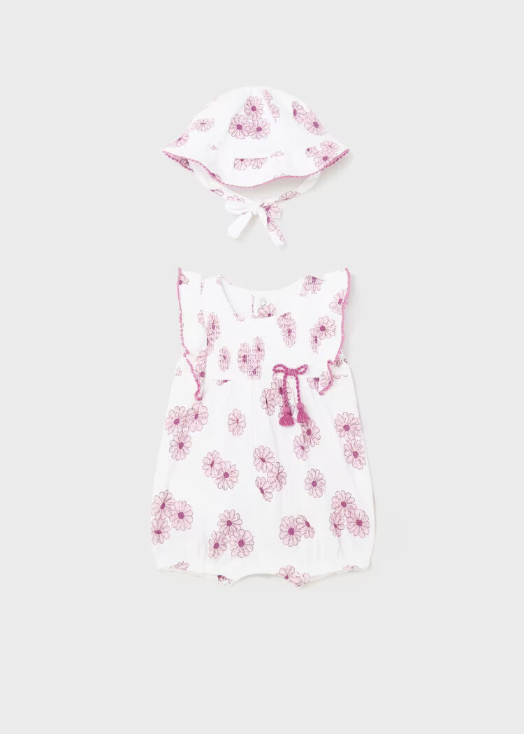 Mayoral Floral Romper With Hat