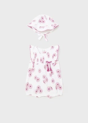 Mayoral Floral Romper With Hat