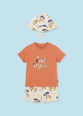Mayoral T-shirt And Bermuda With Bucket Hat Set