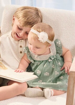Mayoral Embroidered Dress With Nappy Cover