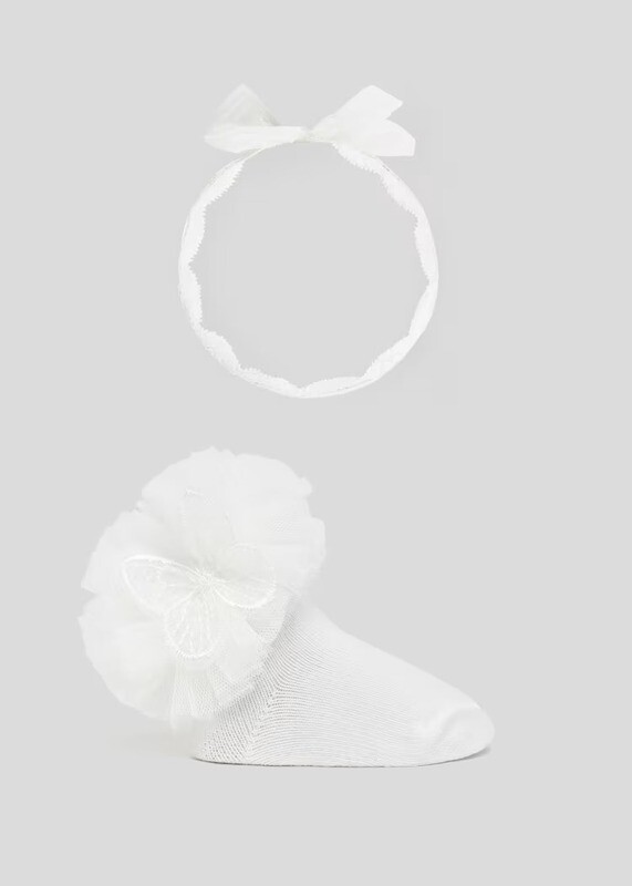 Mayoral Bow Socks Toulle and Headband Set