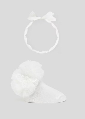Mayoral Bow Socks Toulle and Headband Set