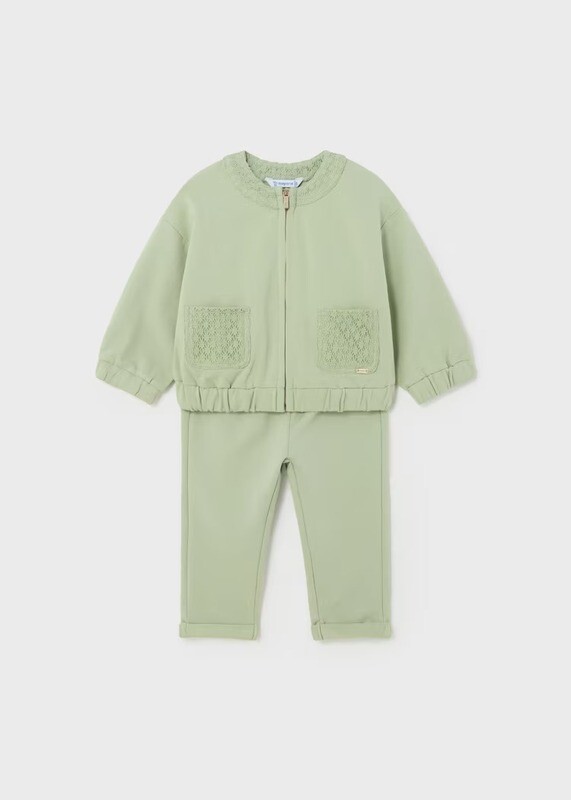 Mayoral Tracksuit Set With Print Lace Cotton