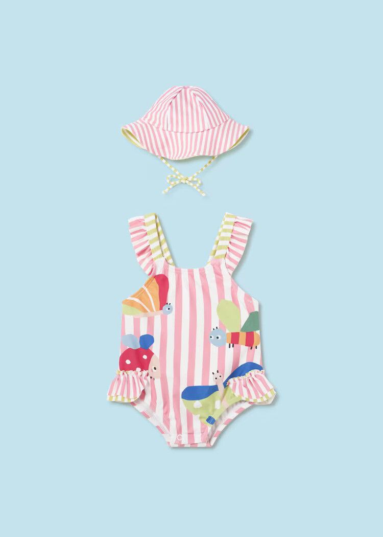 Newborn Swimsuit With Bucket Hat