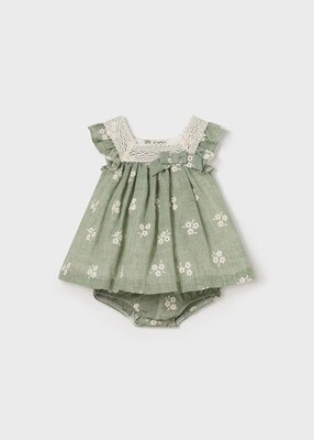 Mayoral Embroidered Dress With Nappy Cover