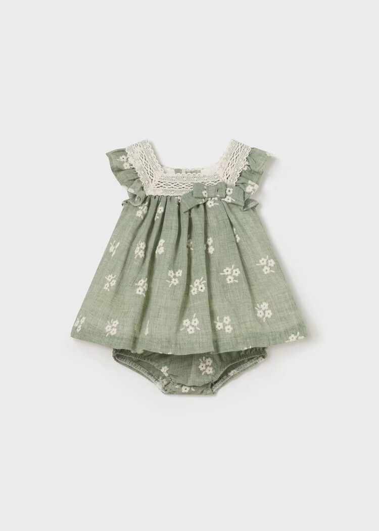 Mayoral Embroidered Dress With Nappy Cover
