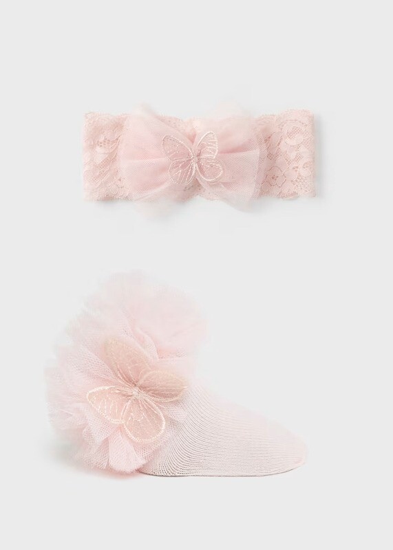 Mayoral Bow Socks Toulle And Headband Set