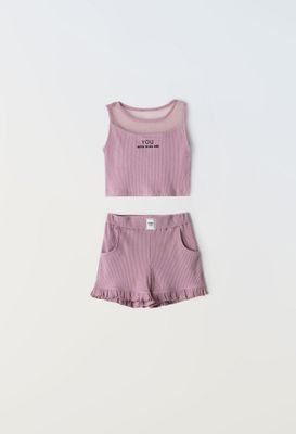 Sparkle Crop Top And Shorts Set