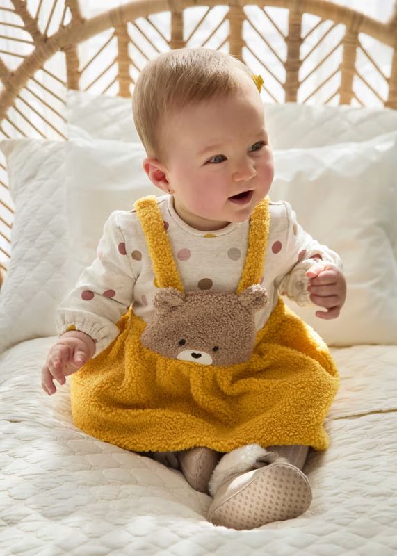 Mayoral Faux Sheep Dungaree Dress