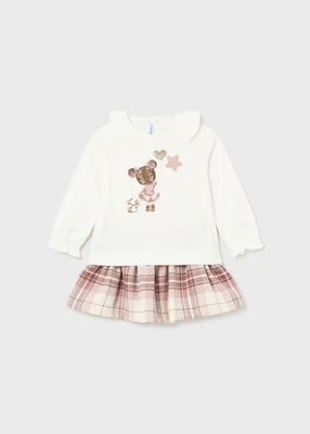 Mayoral Checked Skirt and T-Shirt Set