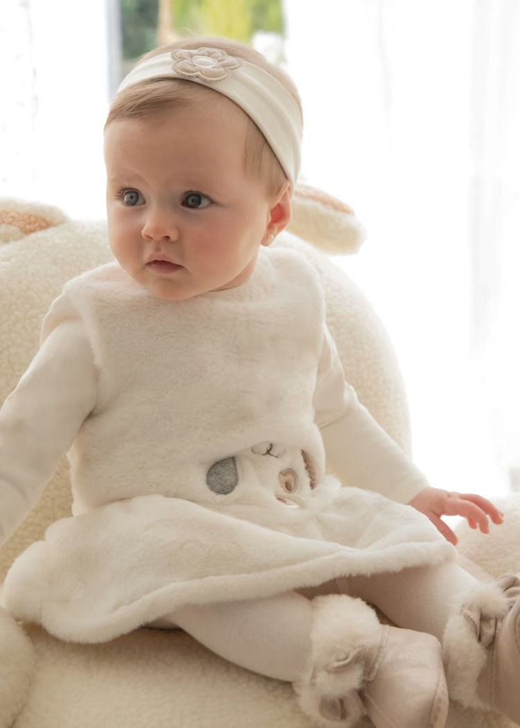Mayoral Fur Dress with Headband