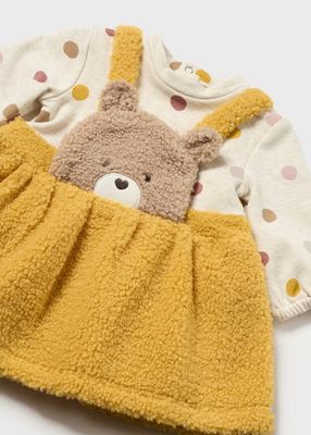 Mayoral Faux Sheep Dungaree Dress