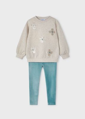 Mayoral Sequin Jumper and Velour Leggings Set